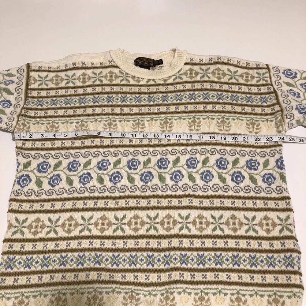 Vtg Eddie Bauer Fair Isle Cottagecore Sweater L (labeled Petite) - Picture 6 of 9